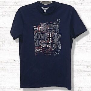 Ben Sherman Original Men’s Blue “Union Jack” Print Shirt Regular Fit Size Small